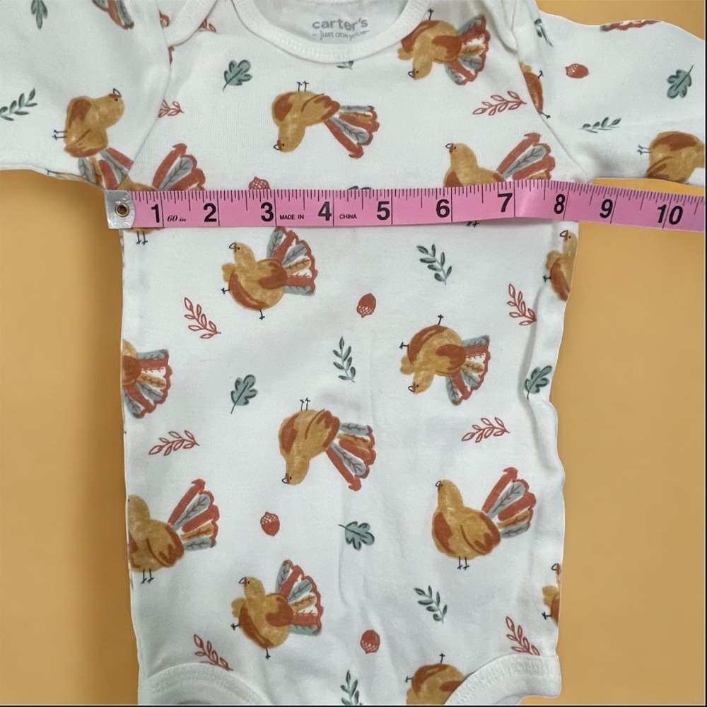 Carter's Cream and Tan Turkey Print Bodysuit Set - Picture 9 of 12